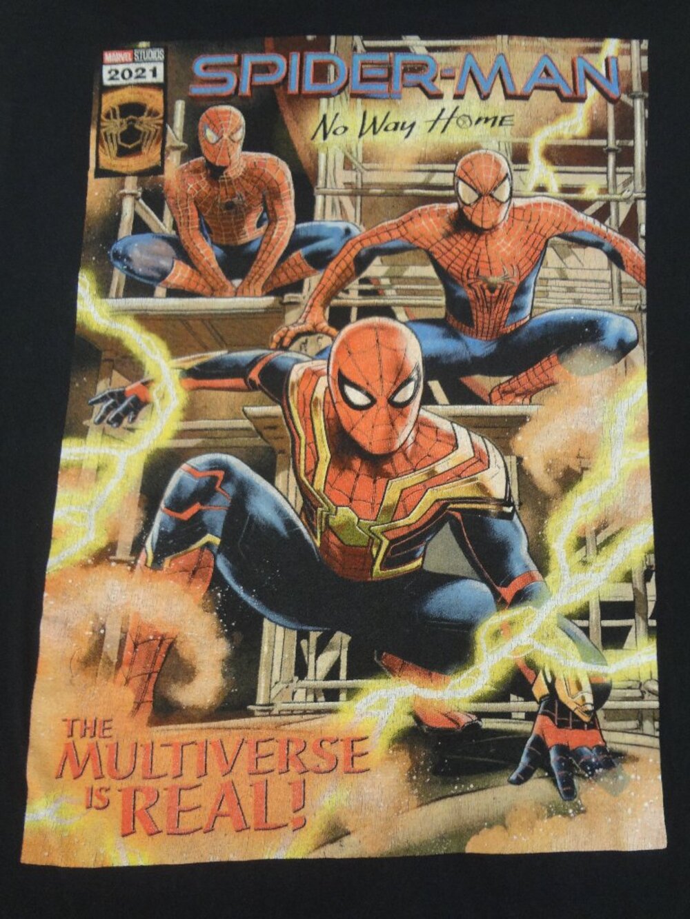 SPIDERMAN NO WAY HOME MULTIVERSE IS REAL CUT OFF SLEEVE BLACK MEDIUM T-SHIRT M58